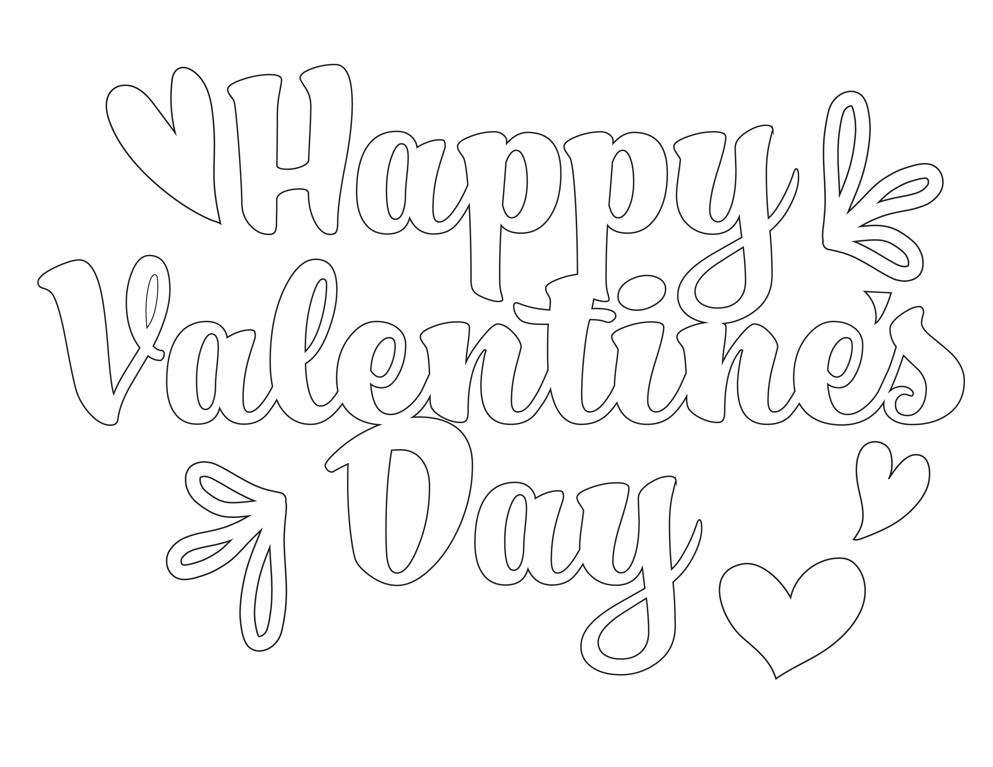 free happy valentine's day in bubble letters printable